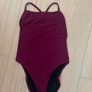 Jolyn Clothing Burgundy One Piece Swimsuit